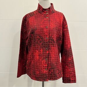 Vintage Chico's Red Blazer with Geometric Pattern size XL